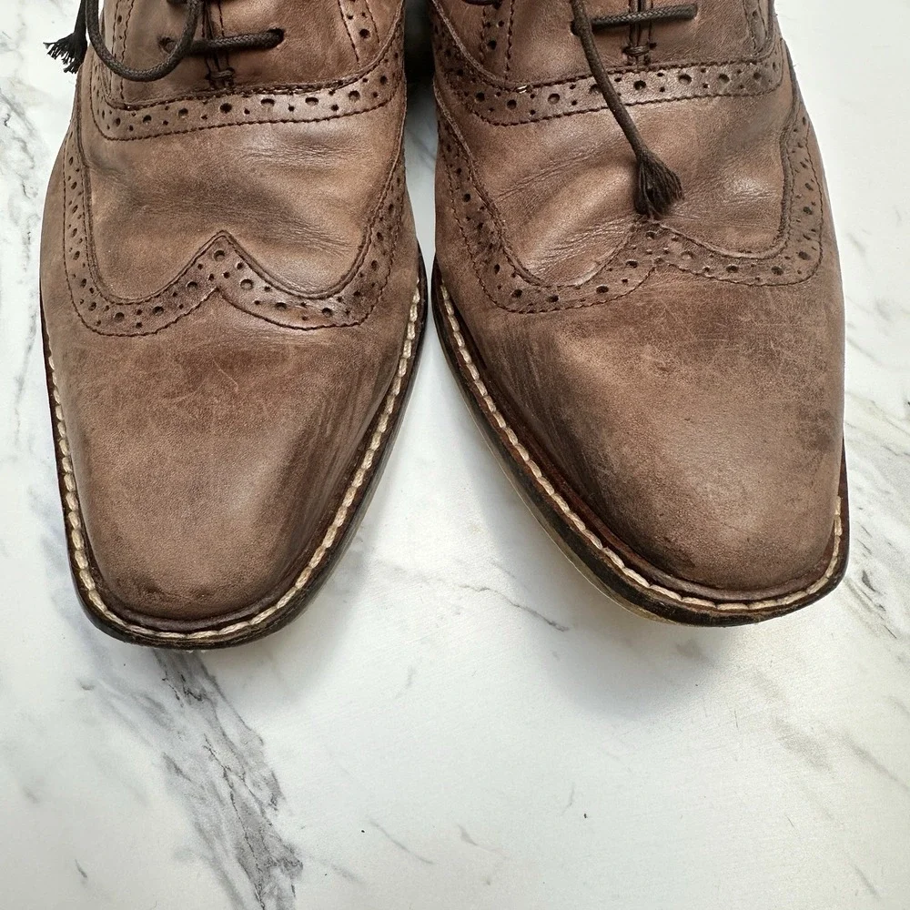 Giorgio‎ Brutini Mens Size 10M Brown Leather Wingtip Oxford Dress Shoes